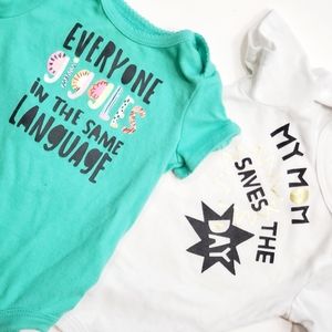 ⭐2 Cat & Jack Onesies W/ Graphics Size 3-6m Unisex